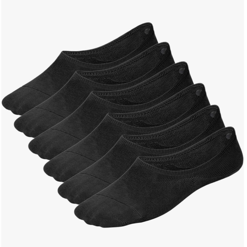 Whisper Deer | NEW 6 Pack Black Non-Slip Grip Combed No Show Socks, Size 36